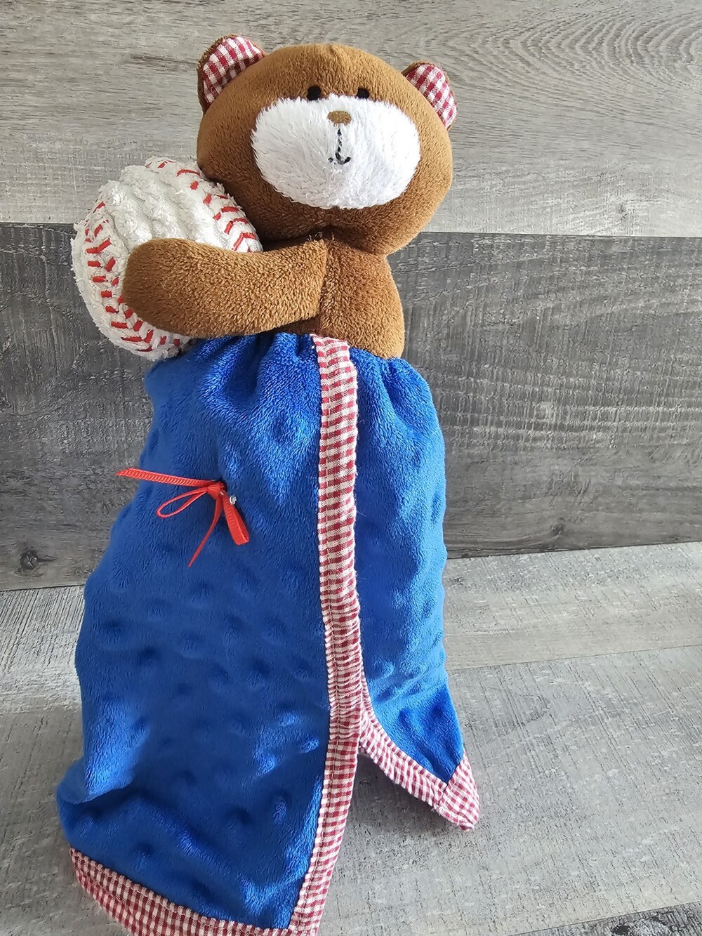 Mud Pie Lovey Security Blanket Brown Bear With Baseball Baby Plush